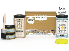 Retique It® Large Multi-purpose Smooth Finish Kit in Old Oak for interior wood projects, includes top coat and application tools.