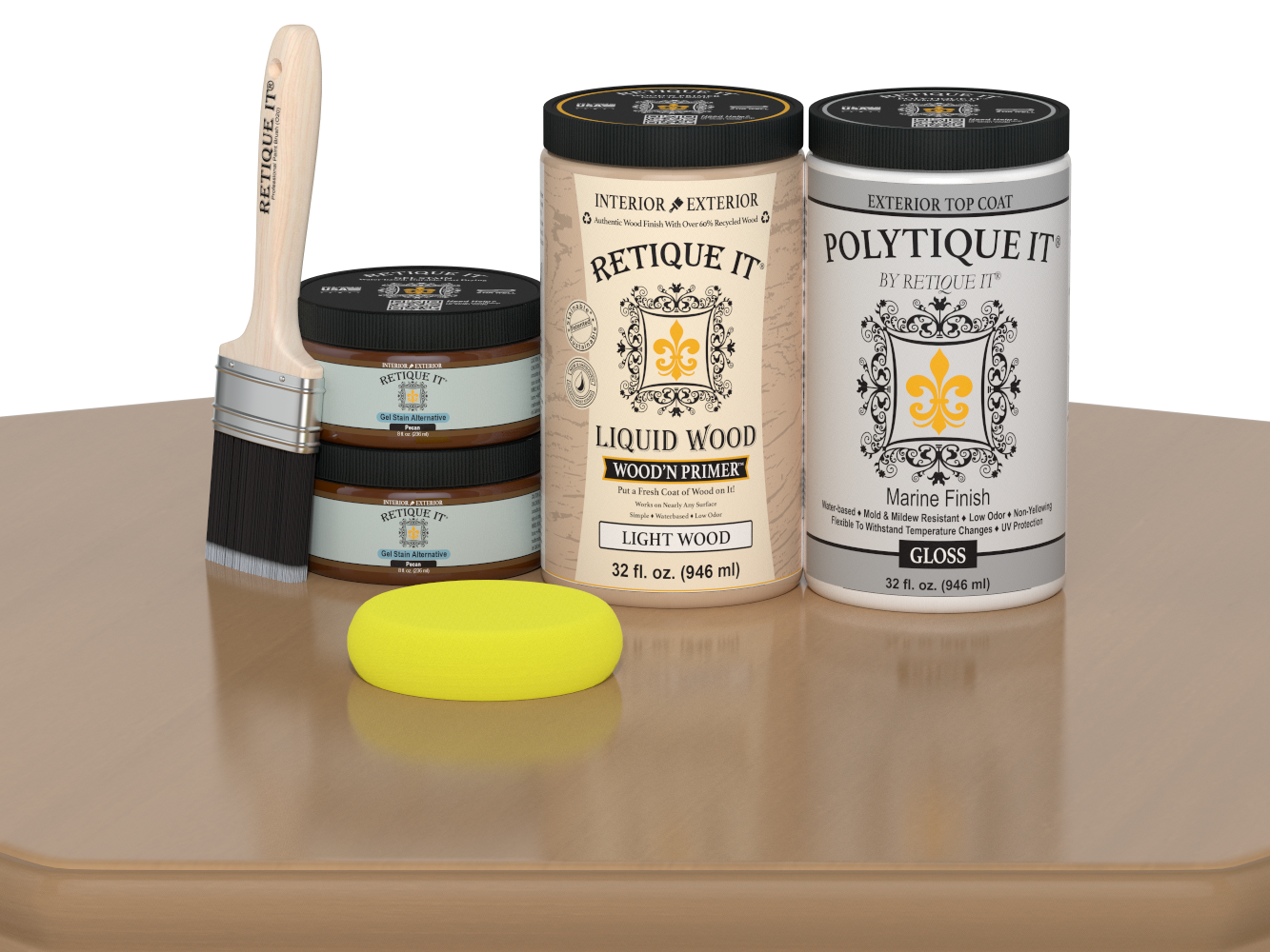 Retique It Wood'n Door Smooth Finish Kit for double doors in Pecan stain, featuring a glossy, smooth wood finish for sturdy doors.