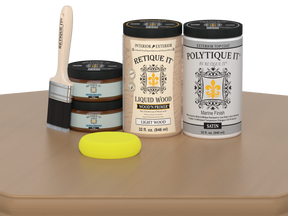 Retique It Wood'n Door smooth finish stain kit for double doors in Pecan, featuring satin wood stain on a double door surface.