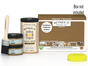 Large Pecan Wood'n Finish Kit by Retique It® with smooth finish, including brushes and wood stain components in packaging.