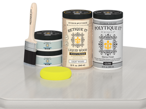 Retique It Wood'n Door smooth finish kit for double doors in white wash stain, showing a white washed door with a glossy finish.
