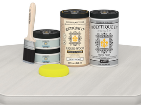 Retique It Wood'n Door Smooth Finish Kit for double doors in white wash stain, showing a matte wood surface with white wash finish.