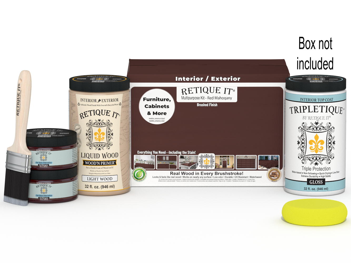 Retique It® Multi-purpose Smooth Finish Kit Large in Red Mahogany for interior top coat with glossy wood finish.