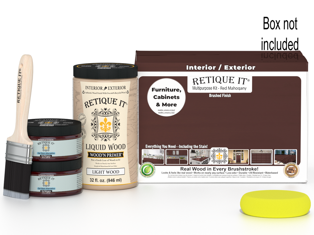 Large Red Mahogany Wood'n Finish Kit by Retique It® with smooth finish products for multi-purpose wood refinishing.