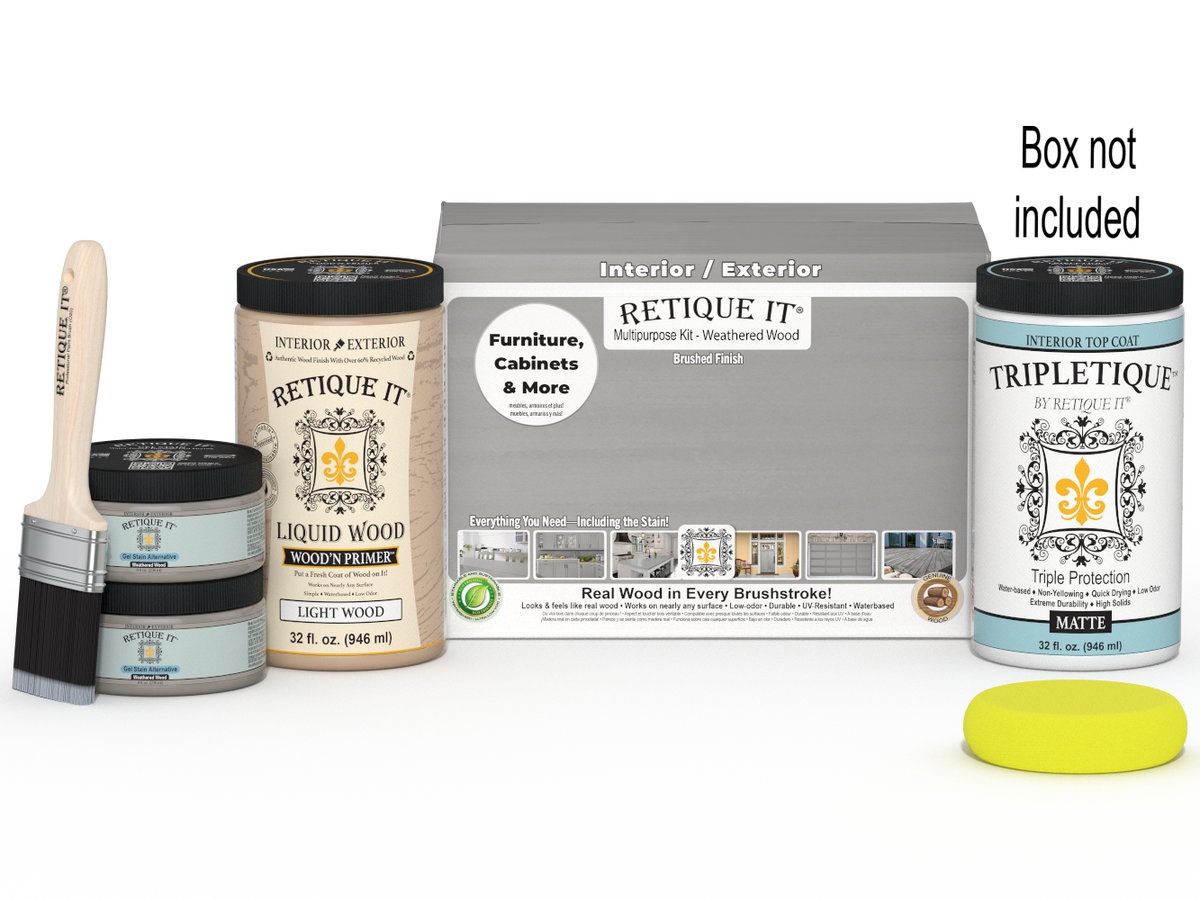 Large Weathered Wood Multi-purpose Smooth Finish Kit by Wood'n Finish Kits for interior top coat in a matte weathered wood style.