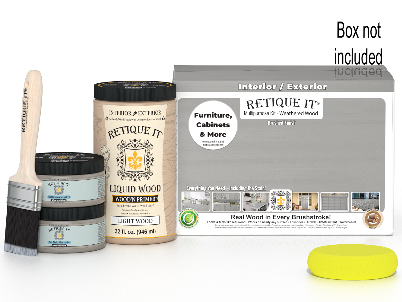 Large Weathered Wood Multi-purpose Smooth Finish Kit by Retique It® for wood refinishing and decorative projects.