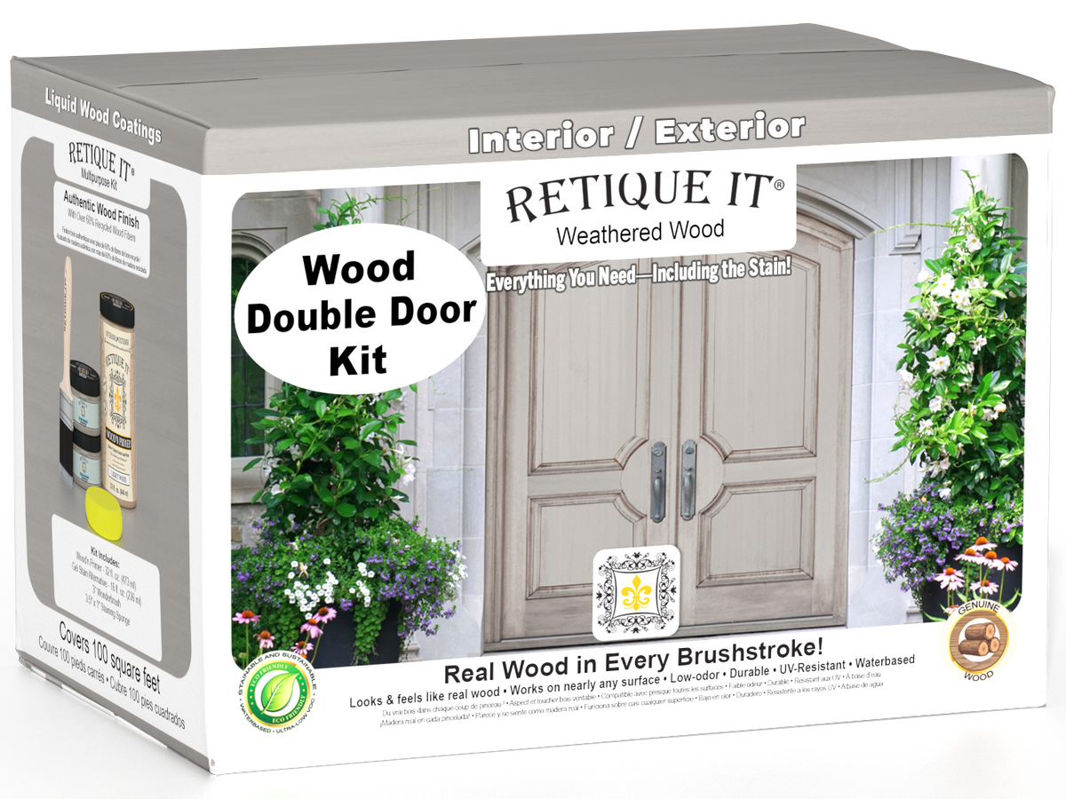 Wood'n Door Smooth Finish Kit (Double Door) - Weathered Wood