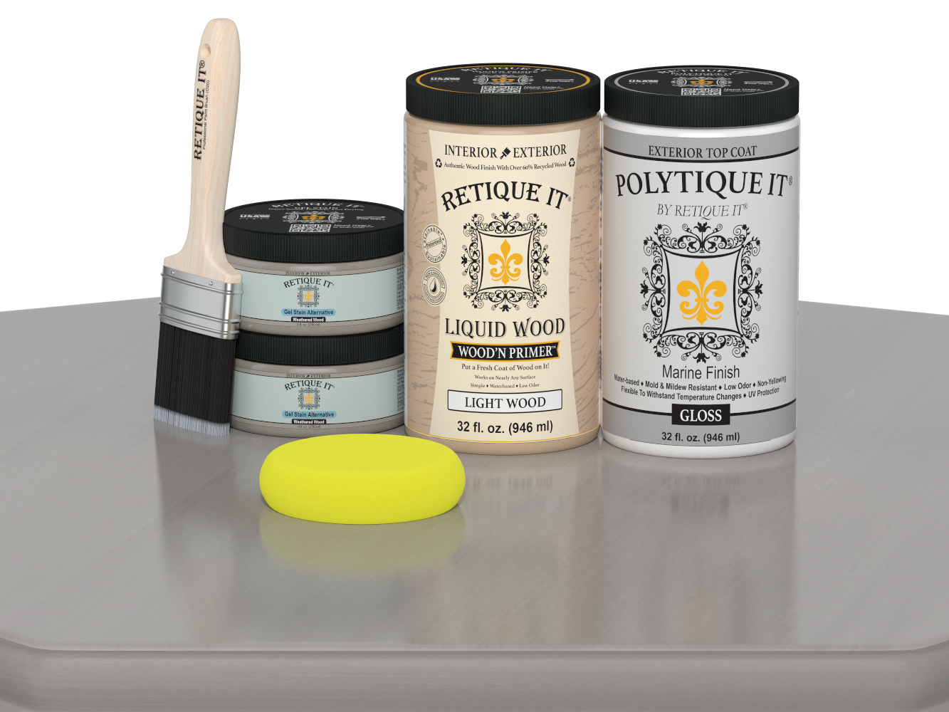 Retique It Wood'n Door smooth finish kit for double doors in weathered wood stain, featuring a glossy weathered wood appearance.