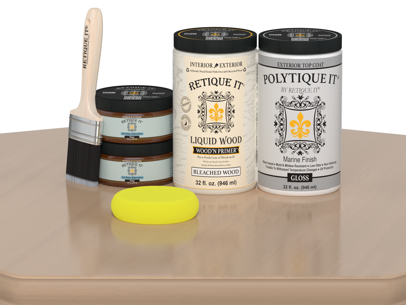 Retique It Wood'n Door stain kit for double doors in White Oak with smooth, glossy finish, designed for a sleek, polished look.