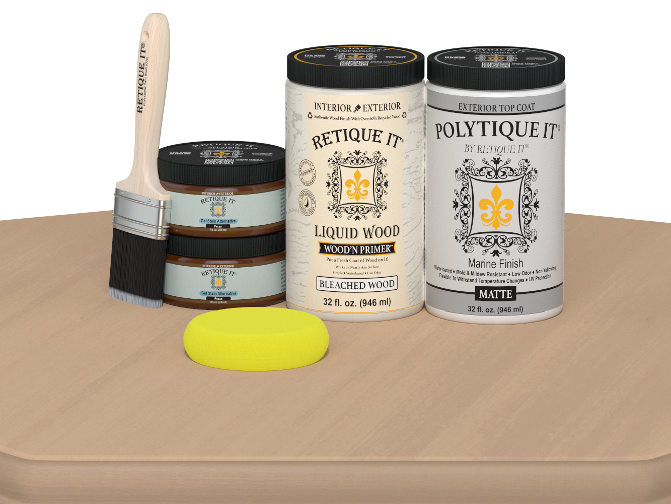 Retique It Wood'n Door smooth finish kit for double doors in White Oak with matte stain, showcasing a sleek, natural wood surface.
