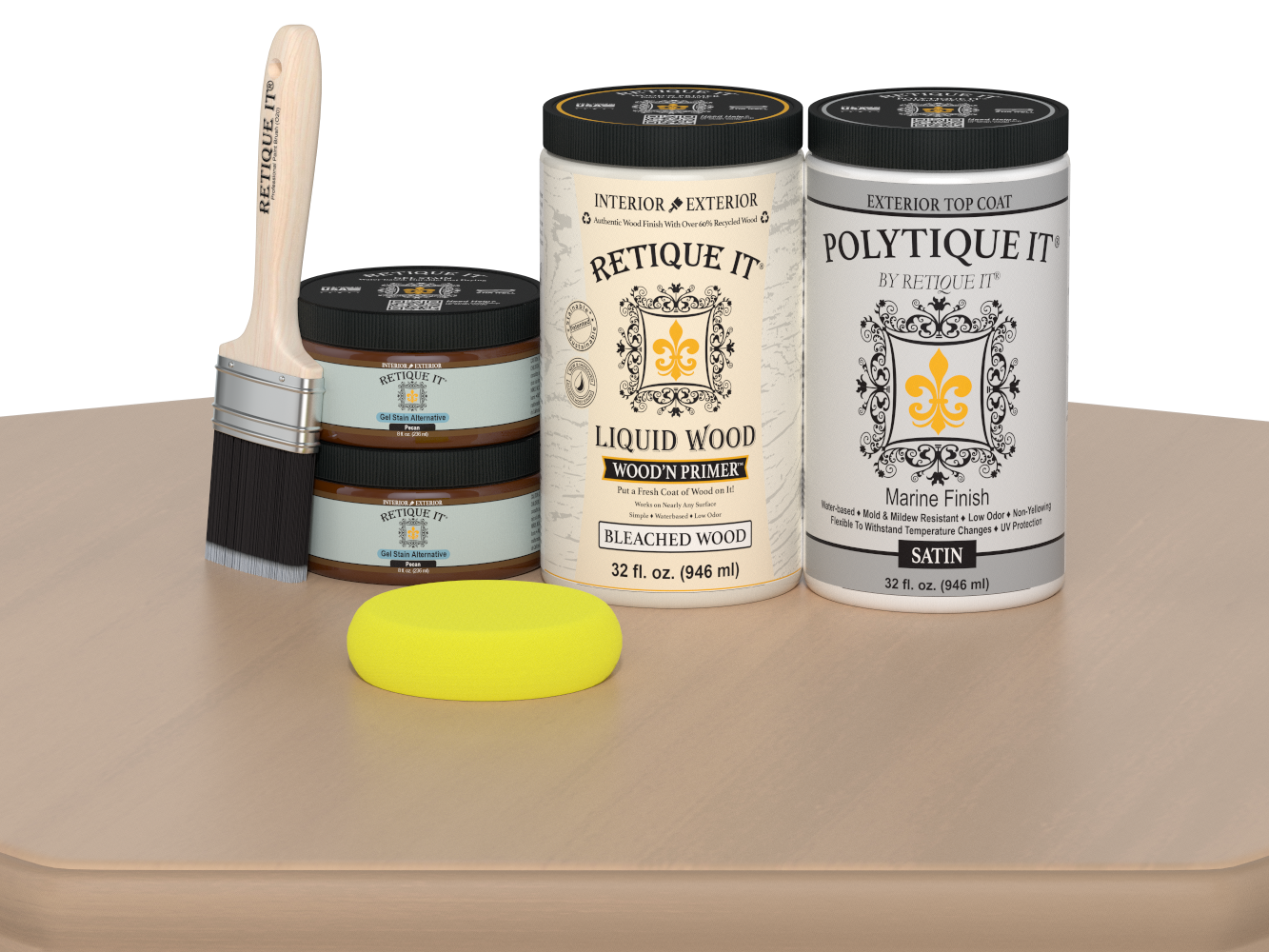 Retique It Wood'n Door Smooth Finish Kit for double doors in White Oak with satin stain finish, showcasing a sleek, polished look.