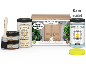 Retique It Wood'n Door smooth finish kit for double doors in White Oak stain, includes stain and application tools.