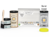 Large white wash exterior gloss wood finish kit by Retique It with smooth finish, including top coat and application tools.