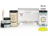 Large white wash interior wood finish kit from Retique It with gloss top coat and smooth finish, includes application tools and materials.