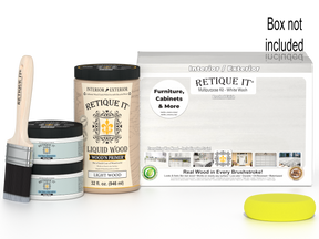 Large white wash wood finish kit by Retique It® with smooth finish, includes brushes and tools for multi-purpose wood projects.