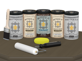 Retique It Wood'n Door Black Walnut stain kit for front and garage doors, featuring smooth matte finish on wood surfaces.