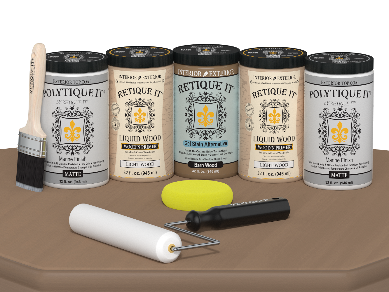 Retique It Barn Wood stain kit for front and garage doors, featuring smooth finish and matte barn wood appearance.