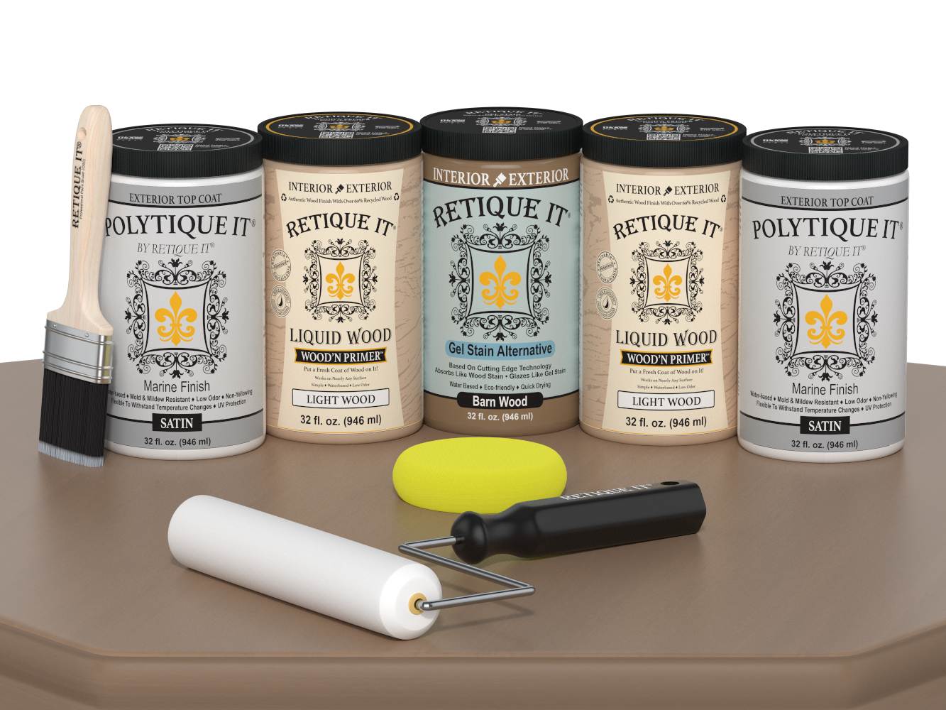 Retique It Wood'n Door Smooth Finish Kit for front and garage doors in barn wood stain, featuring satin finish on wood surface.