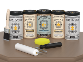 Retique It Wood'n Door Smooth Finish Kit for front and garage doors in barn wood stain, featuring satin finish on wood surface.
