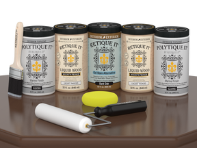 Retique It Wood'n Door smooth finish kit for front and garage doors in dark oak stain, featuring a glossy dark oak wood appearance.