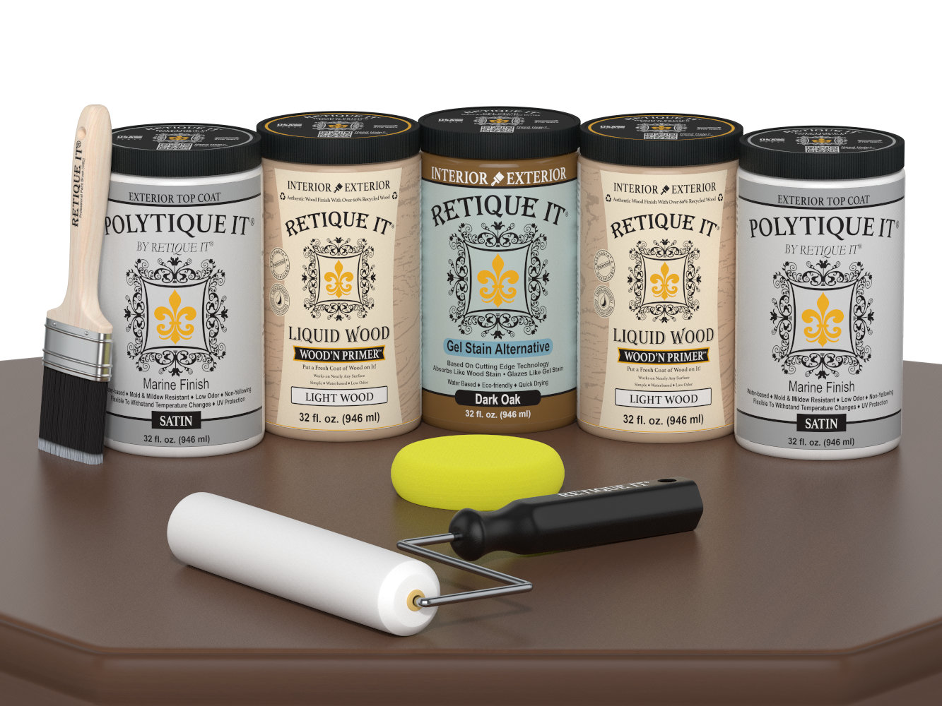 Retique It Wood'n Door dark oak stain kit for front and garage doors, satin finish, includes stain and application tools.