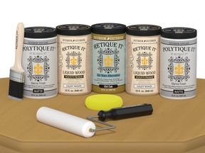 Retique It Wood'n Door Smooth Finish Kit in Old Oak stain for front and garage doors, featuring a matte finish on wood surface.