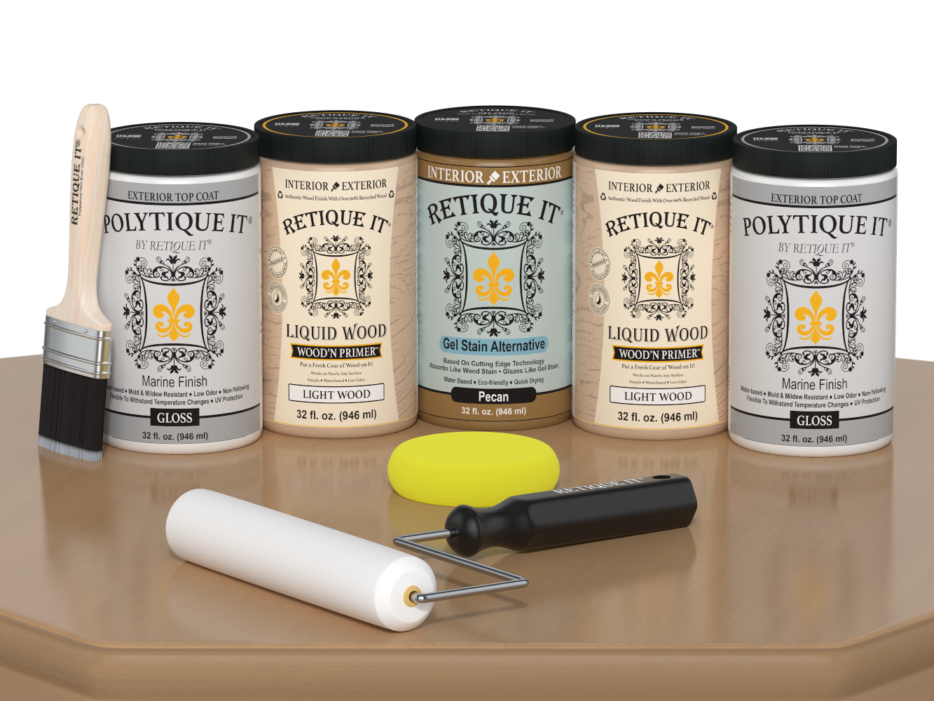 Retique It Wood'n Door Pecan stain kit for smooth finish on front and garage doors, featuring a glossy stain application.