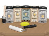 Retique It Wood'n Door smooth finish kit for front and garage doors in Pecan stain, featuring matte wood stain application on a door.
