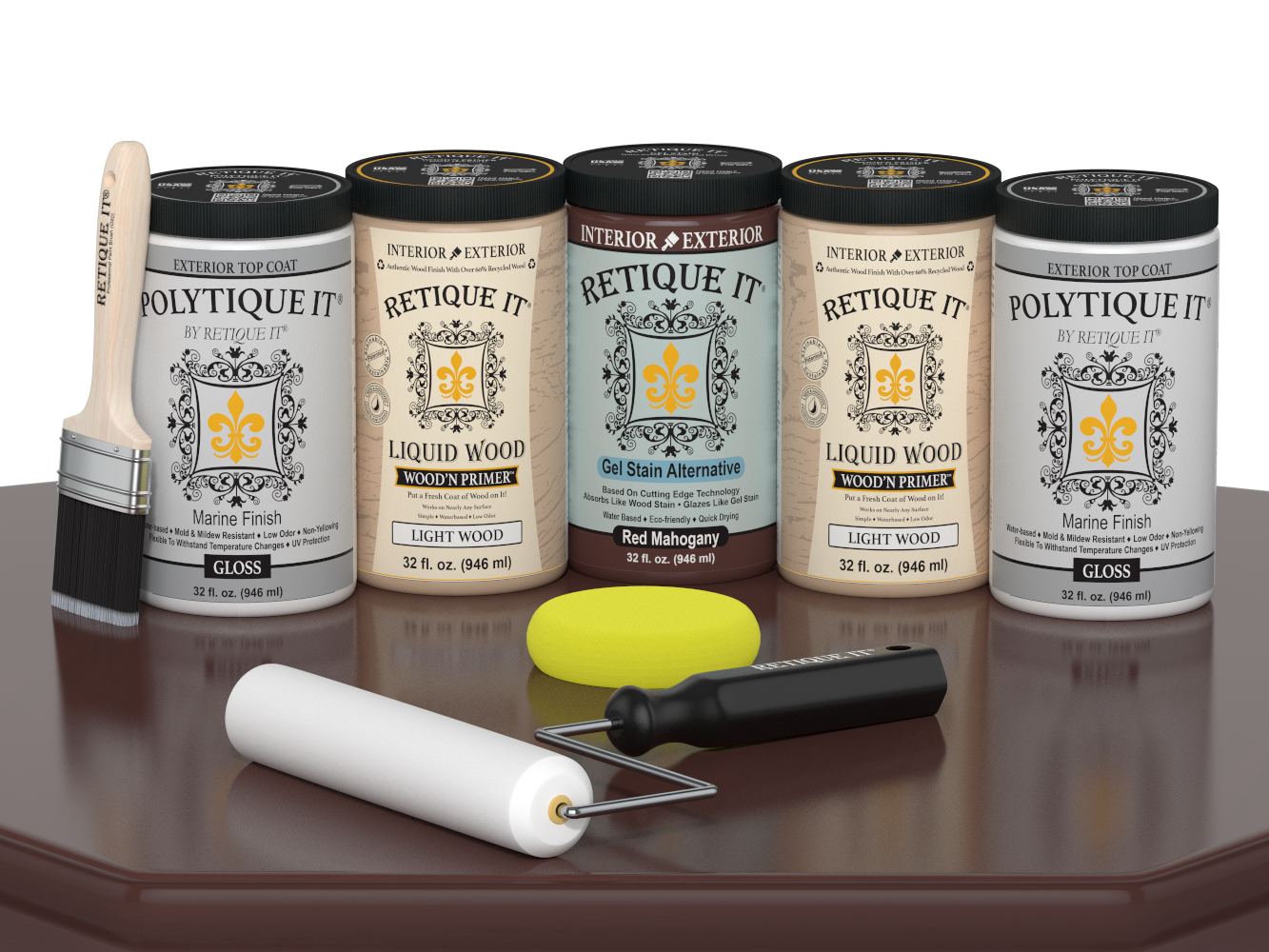 Retique It Wood'n Door Smooth Finish Kit for front and garage doors in Red Mahogany stain, includes stain and finish components.