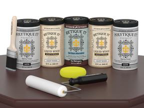 Retique It Wood'n Door smooth finish stain kit for front and garage doors in Red Mahogany, featuring satin wood stain application.