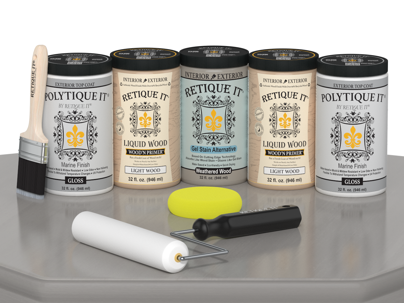 Retique It Wood'n Door Smooth Finish Kit for front and garage doors in Weathered Wood stain, featuring a glossy weathered wood appearance.