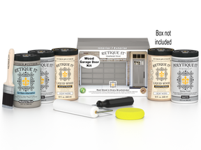 Retique It Wood'n Door smooth finish kit for front and garage doors in weathered wood stain, ideal for wood door refinishing.