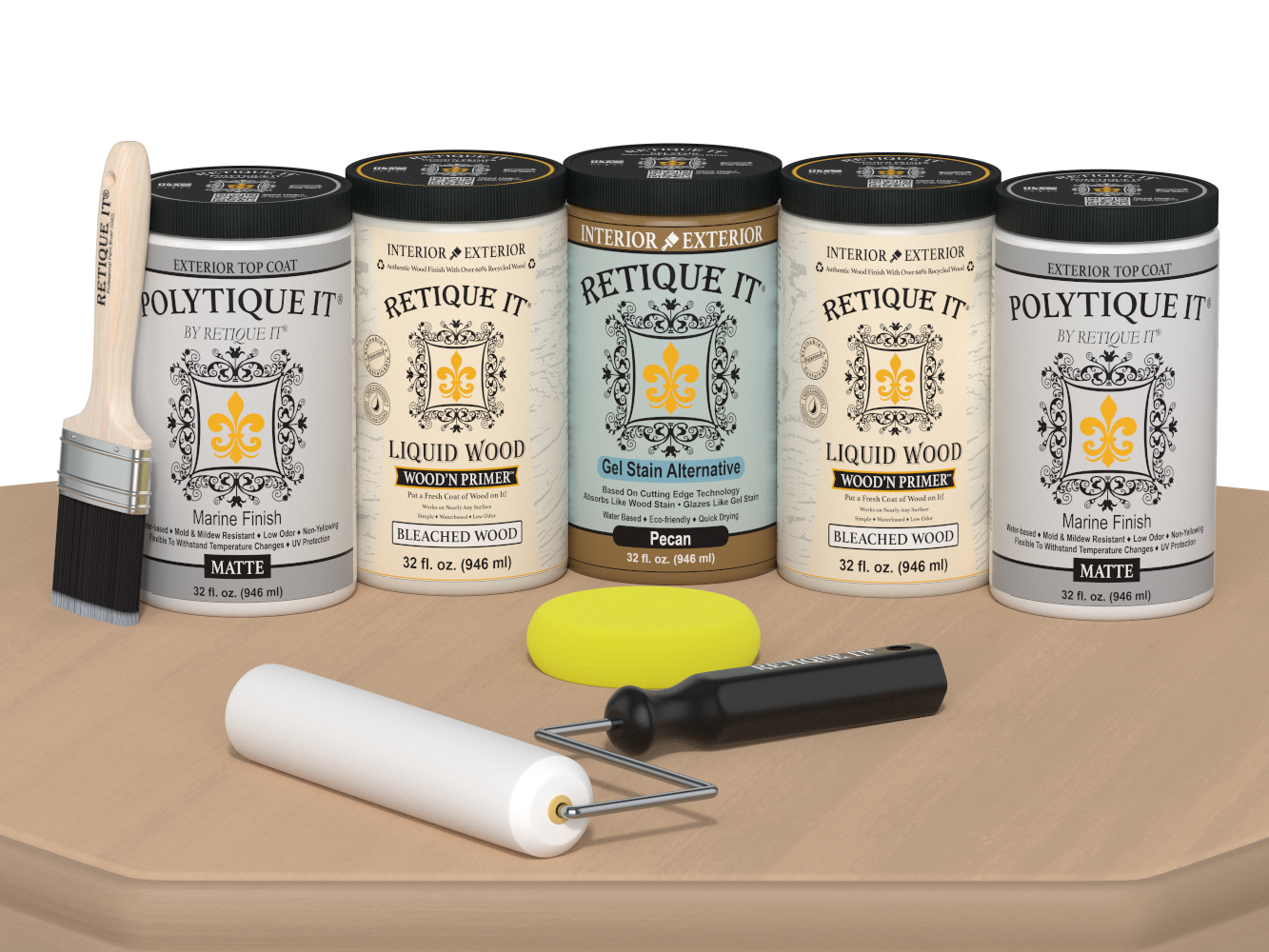 Retique It Wood'n Door smooth finish kit for front and garage doors in White Oak stain, matte finish, with stain jars and applicator tools.