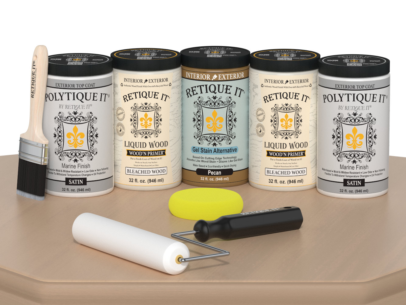 Retique It Wood'n Door smooth finish kit for front and garage doors in White Oak stain, satin finish, includes stain and application tools.