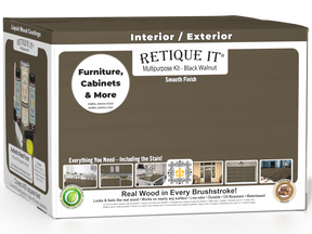 Retique It® Black Walnut Multi-purpose Smooth Finish Kit with 4 large interior top coat containers, matte wood finish for furniture.