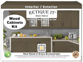 Retique It® Wood'n Cabinet Kit with 48 black walnut stained doors, smooth finish, front view showing natural wood grain.