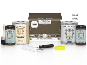 Retique It® Black Walnut Multi-purpose Smooth Finish Kit with 4 large exterior top coat containers, matte finish for wood projects.