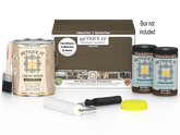 Retique It® Black Walnut Multi-purpose Smooth Finish Kit (4x Large) for wood finishing, shown in the image with brushes and product packaging.