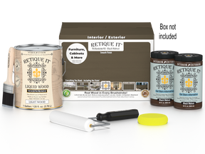 Retique It® Black Walnut Multi-purpose Smooth Finish Kit (4x Large) for wood finishing, shown in the image with brushes and product packaging.