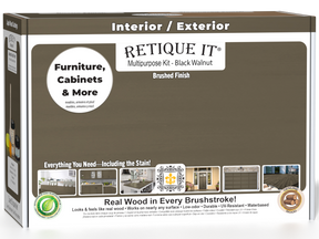 Retique It® Multi-purpose Smooth Finish Kit in Black Walnut for interior wood projects, includes top coat with matte finish.