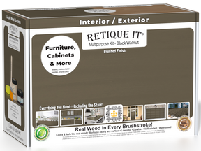 Retique It® black walnut interior top coat wood finish kit with smooth, matte finish for multi-purpose wood projects.