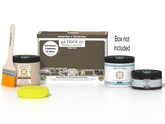 Retique It Black Walnut Multi-purpose Smooth Finish Kit for interior wood projects, includes top coat and tools in a box.