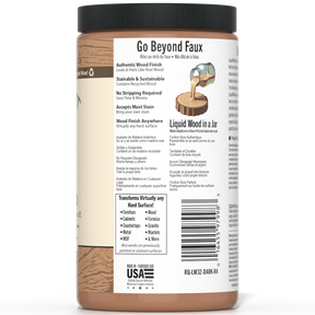 Retique It® Liquid Wood interior paint in 32oz dark finish, showing a smooth, dark wood-like coated surface.