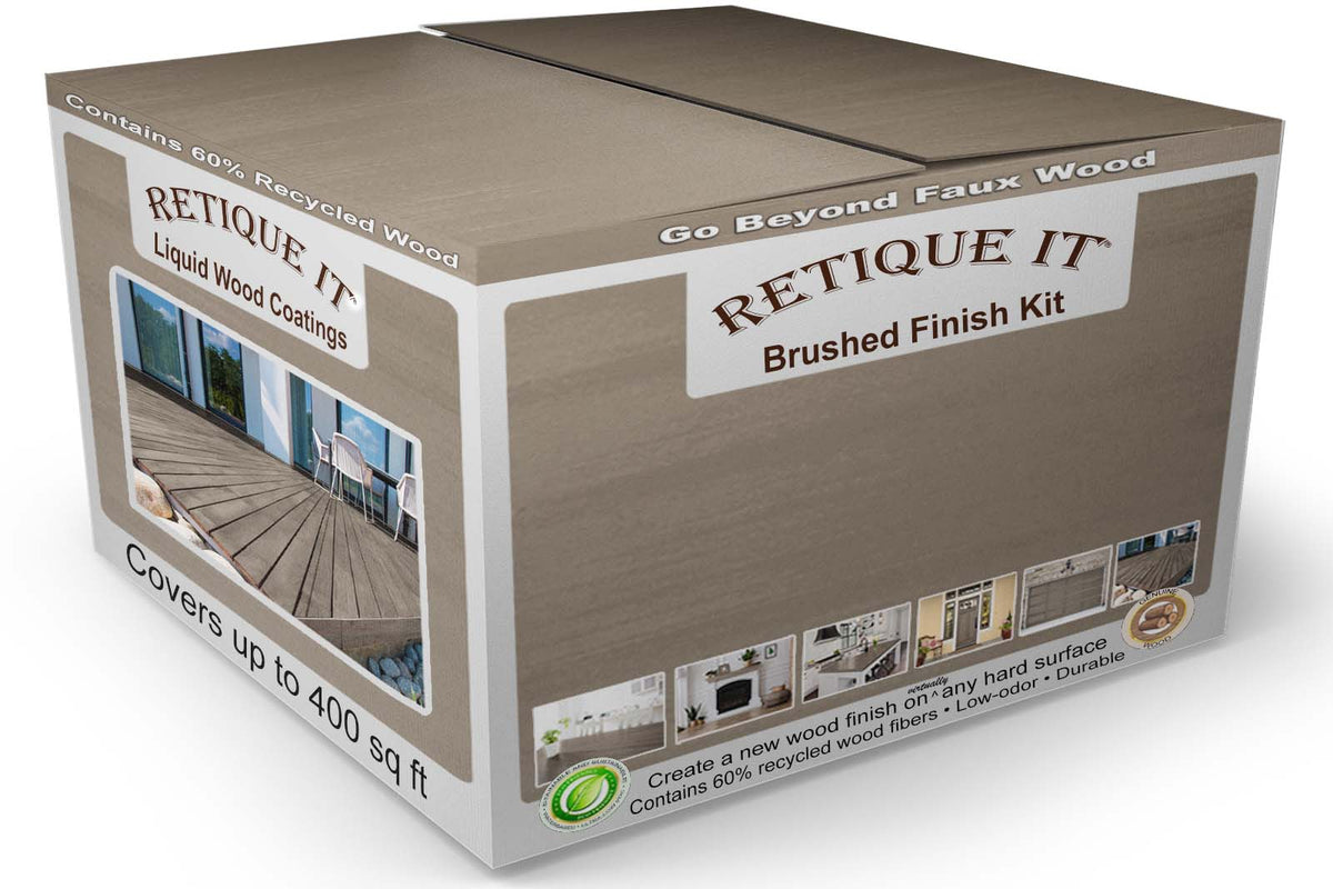 Retique It Wood'n Finish Kit in Harbor Gray with four large containers, smooth finish for wood refinishing projects.