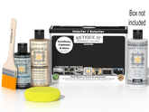 Retique It Multi-purpose Smooth Finish Kit in Classic Black with exterior gloss top coat and wood finish applicator tools.