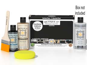Retique It® Multi-purpose Smooth Finish Kit in Classic Black for exterior wood, includes top coat with a matte finish.