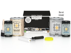 Retique It® Multi-purpose Smooth Finish Kit in classic black for wood exterior, includes four large top coat bottles with box.