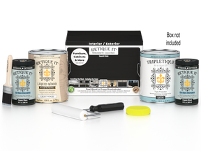 Retique It® Multi-purpose Smooth Finish Kit in classic black with satin top coat, includes four large wood finishing products.