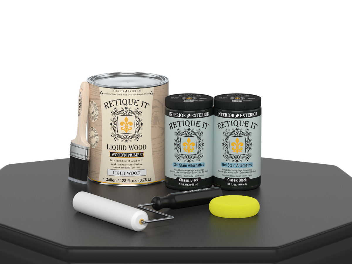Retique It® Wood'n Cabinet Kit with 48 black doors, smooth finish, designed for staining and cabinet renovation projects.