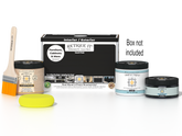 Retique It Multi-purpose Smooth Finish Kit in classic black for interior wood top coat with gloss finish, includes application tools and box.